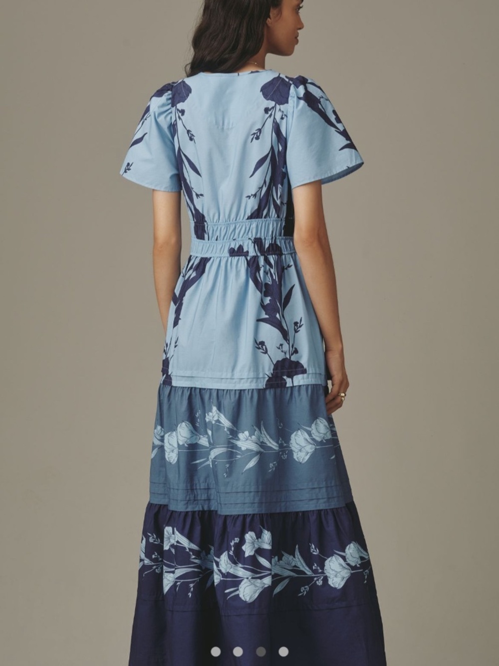 Anthropologie Somerset Maxi Dress Soft Blue Floral sz Large NWT V-Neck Pockets - Picture 2 of 3